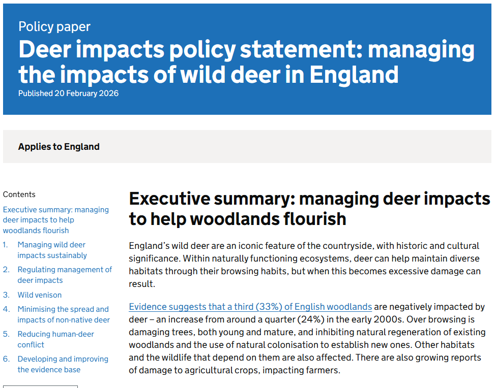 DEFRA Deer Impacts Policy Statement 2026: What It Really Means
