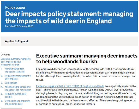 DEFRA Deer Impacts Policy Statement 2026: What It Really Means