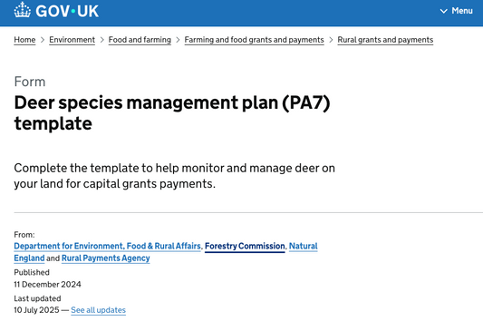 New PA7 Species Management Plan Requirements for Countryside Stewardship (July 2025)