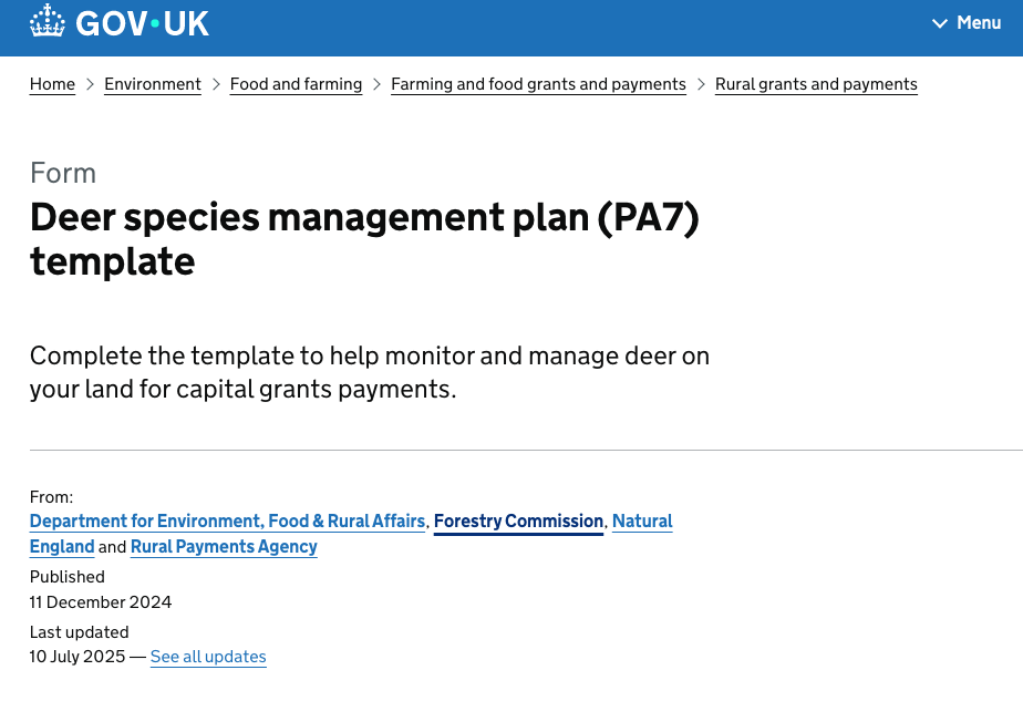 New PA7 Species Management Plan Requirements for Countryside Stewardship (July 2025)