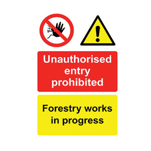 Forestry Works in Progress Safety Sign - 1.2mm Rigid plastic 300mm x 200mm