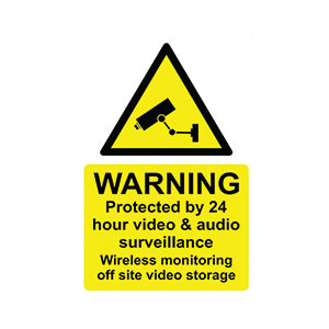 Warning Protected by 24 Hour Video and Audio Surveillance - 1mm Plastic sign (200mm x 150mm)
